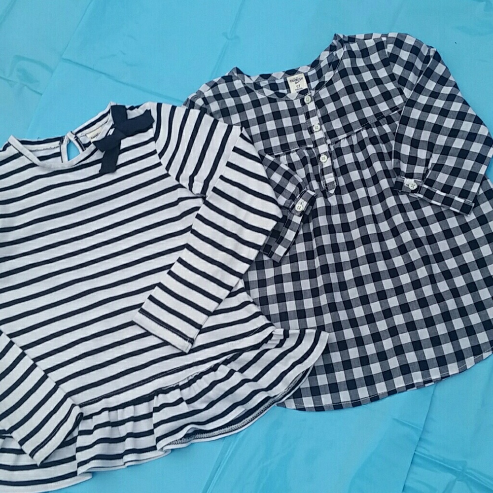 Oshkosh 5t navy & white tops long &3/4 sleeve